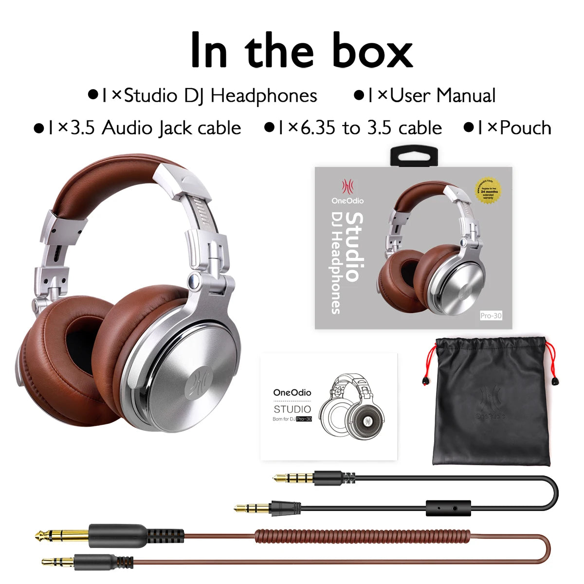 Oneodio Pro 30 Professional Studio DJ Headphones With Microphone Over Ear Wired Earphones HiFi Monitors Foldable Gaming Headset - TechSmartX