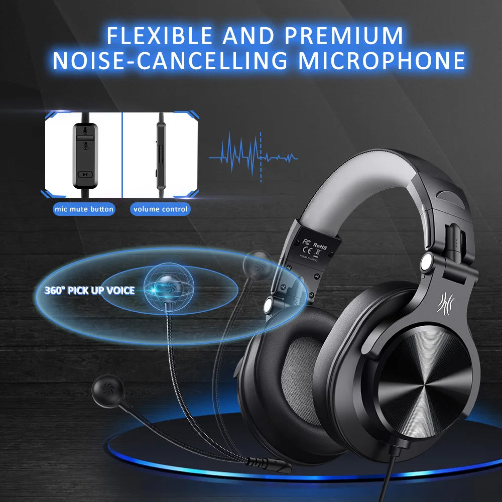 Oneodio Wired Gaming Headset Gamer 3.5mm Over-Ear Gaming Headphones With Detachable Microphone For PC Computer PS4 Xbox - TechSmartX