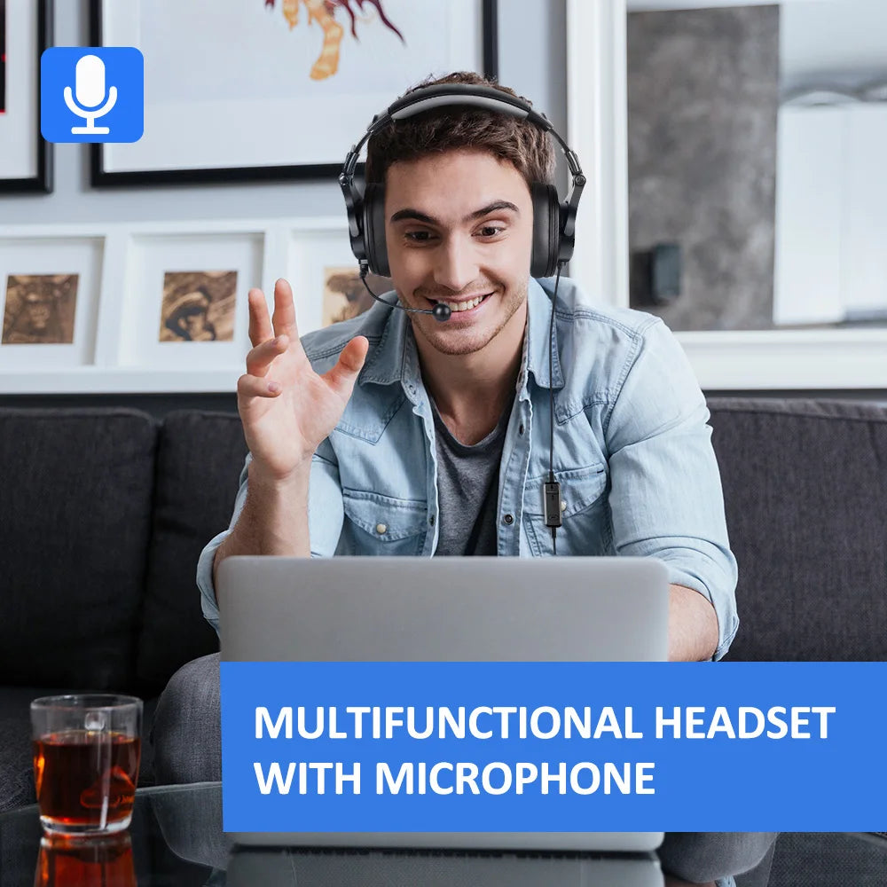 Oneodio Wired Gaming Headset Gamer 3.5mm Over-Ear Gaming Headphones With Detachable Microphone For PC Computer PS4 Xbox - TechSmartX