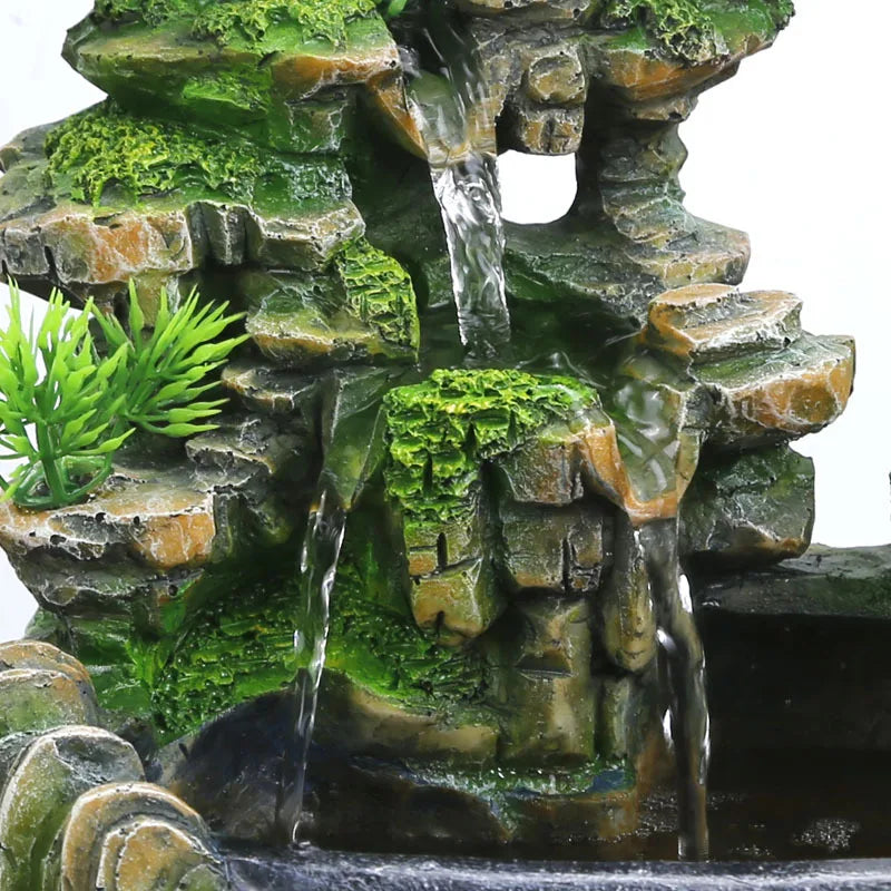 Wealth Feng Shui Company Office Tabletop Ornaments Desktop Flowing Water Waterfall Fountain With Color Changing LED Lights Spray - TechSmartX