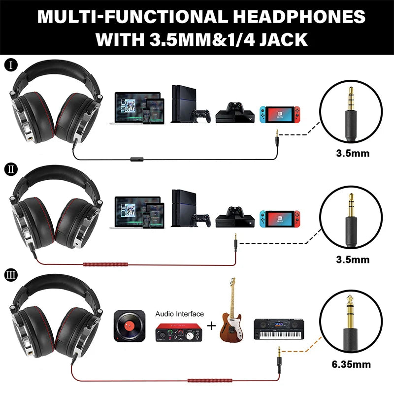 Oneodio Wired Headphones Professional Studio Pro 10/30/50 DJ Headphones With Microphone Over Ear HiFi Hi-Res Monitor Headset - TechSmartX