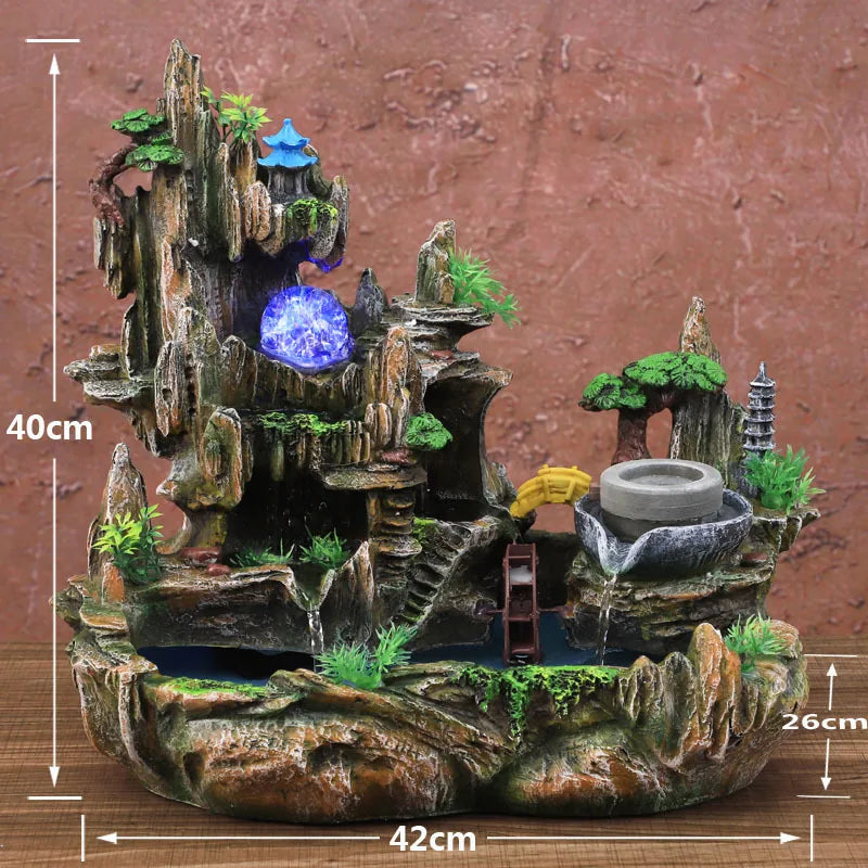 Mountain View Rockery Fountain circolazione dell'acqua piccolo acquario giardino Bonsai decorazione Lucky Feng Shui Ornaments - TechSmartX