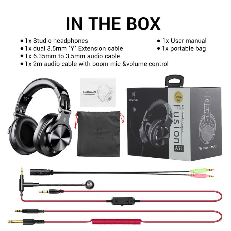 Oneodio A71 Wired Over Ear HiFi Headphones With Mic Studio DJ Headphone Professional Monitor Recording Mixing Headset For Gaming - TechSmartX