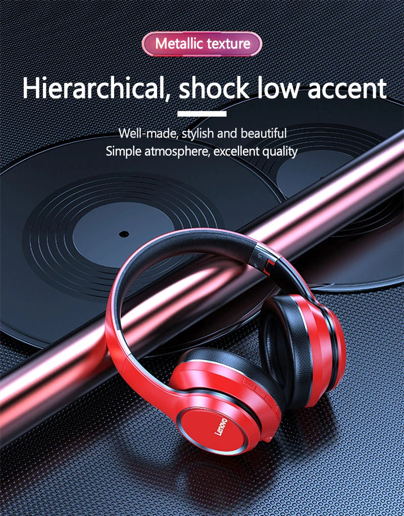 Lenovo HD200 Bluetooth Earphones Over-ear Foldable Computer Wireless Headphones Noise Cancellation HIFI Stereo Gaming Headset - TechSmartX