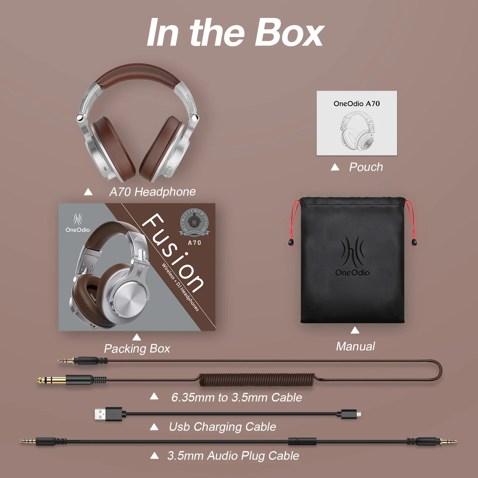 Oneodio A70 Fusion Wired + Wireless Bluetooth 5.2 Headphones For Phone With Mic Over Ear Studio DJ Headphone Recording Headset - TechSmartX