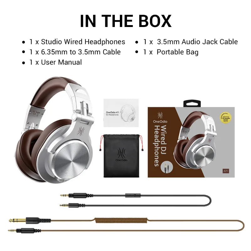 Oneodio A71 Wired Over Ear HiFi Headphones With Mic Studio DJ Headphone Professional Monitor Recording Mixing Headset For Gaming - TechSmartX