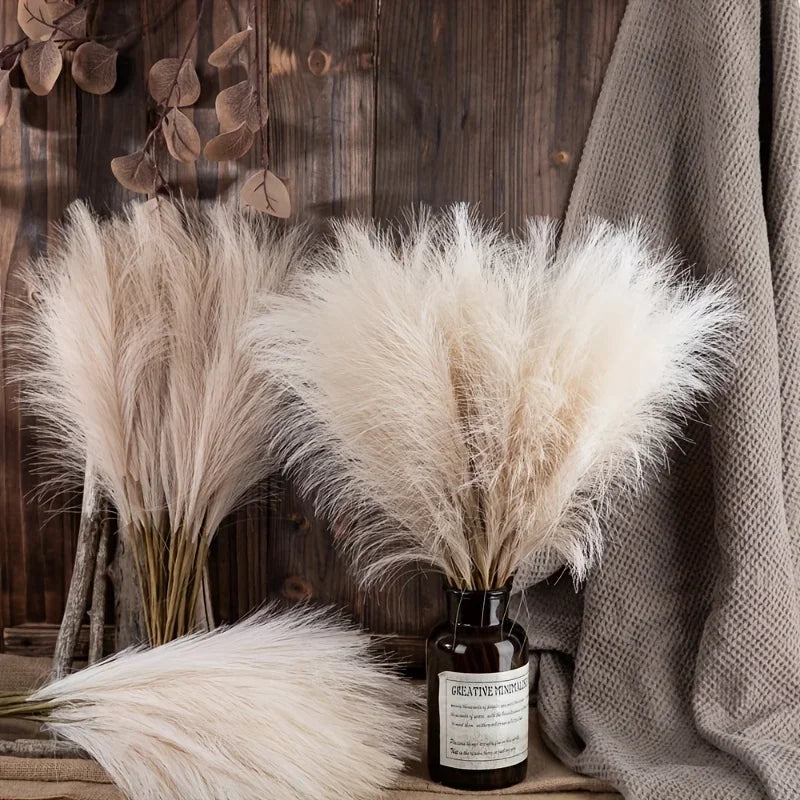 10pcs Faux Pampas Grass, Pampas Grass For Floor Vase, Pampas Grass Decor Tall For Vase Fillers, Boho Rustic Farmhouse Home Decor - TechSmartX