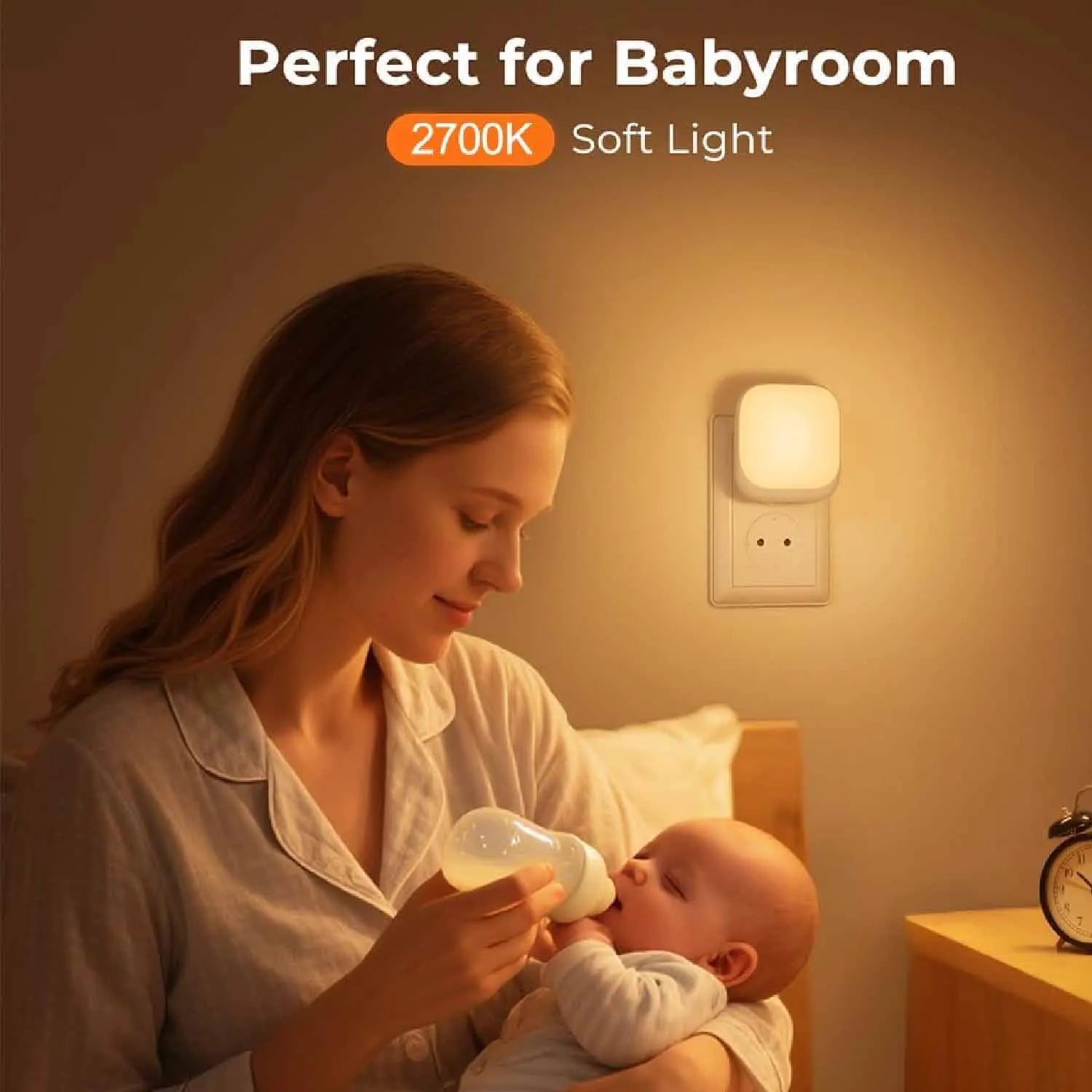 1pc Night Light Socket with Twilight Sensor, Night Light with 3 Brightness Dimmable for Bedroom, Hallway, Kitchen, Living Room, - TechSmartX