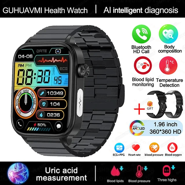 2025 New ECG+PPG Monitoring Smart Watch Women Blood pressure Blood Lipid Uric Acid Women Menstrual Health Tracker Smartwatches - TechSmartX