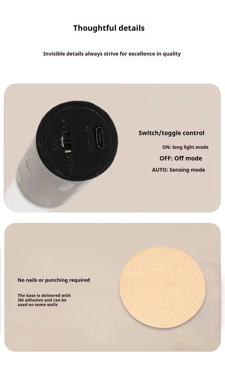 Motion sensing night light, magnetic wall light, USB charging LED light, suitable for corridors and stairs, Christmas gift - TechSmartX