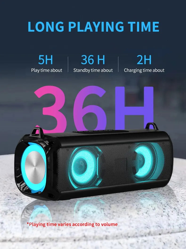 Popular Rockmia RGB LED Lights Speaker EBS-045 BT 5.0 Portable Wireless Bluetooth Music Player Micrphone Built TF Card Support - TechSmartX