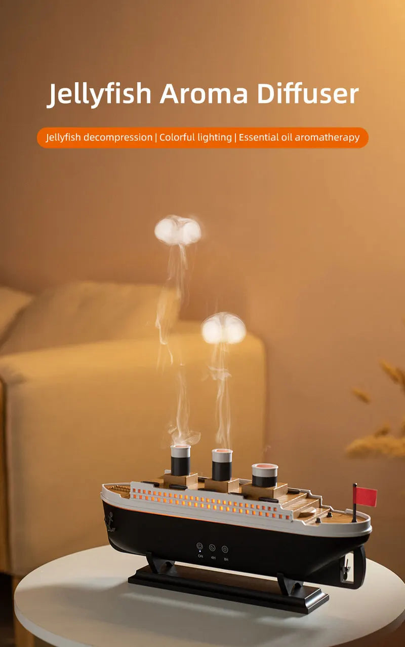 Retro Ship Air Humidifier Ultrasonic Aromatherapy Diffusers Mist Maker Fragrance Essential Oil Aroma Difusor Remote control - TechSmartX