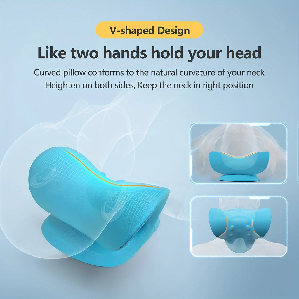 Eva Neck And Shoulder Relaxer, C-Shape Cervical Traction Device, Relax Spine Alignment, Chiropractic Pillow Stretcher Massager - TechSmartX