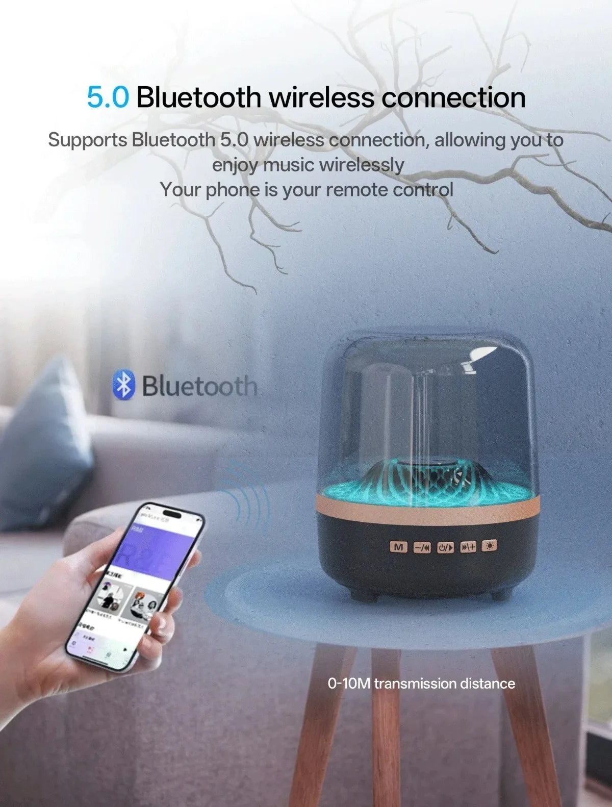 Portable Wireless Soundbar Bluetooth 5.3 Home Theater Speaker Subwoofer Hi-Fi Acoustic Breathing Lamp for Android IOS - TechSmartX