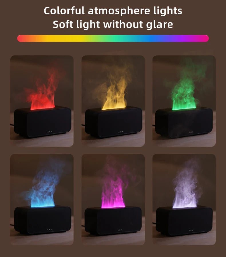 Flame Aroma Diffuser,Fragrance Essential Oil Diffuser Humidifier,with 3D Flame Night Light 120mL for Bedroom, Home and Office - TechSmartX