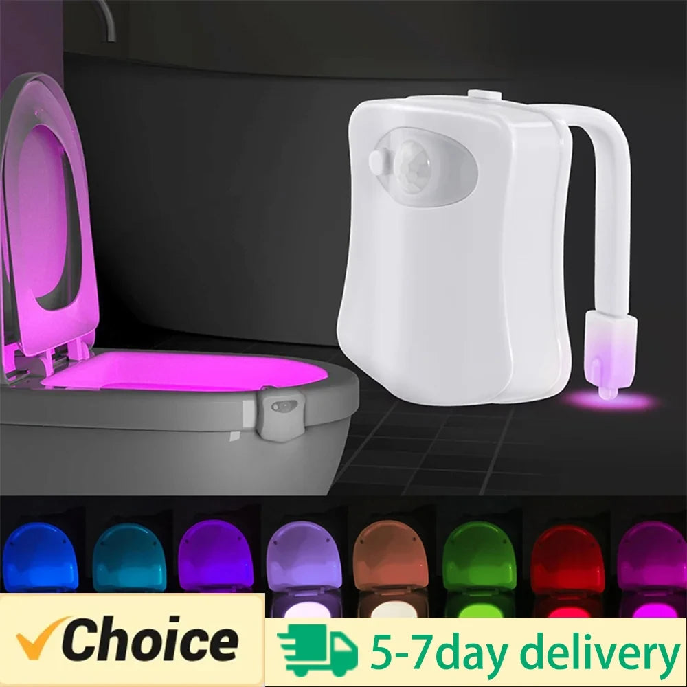 Motion Sensor Light Wireless LED Night Light RGB 8colors Lamp Toilet Bathroom Atmosphere Light Colorful Sensor LED Night Lights - TechSmartX