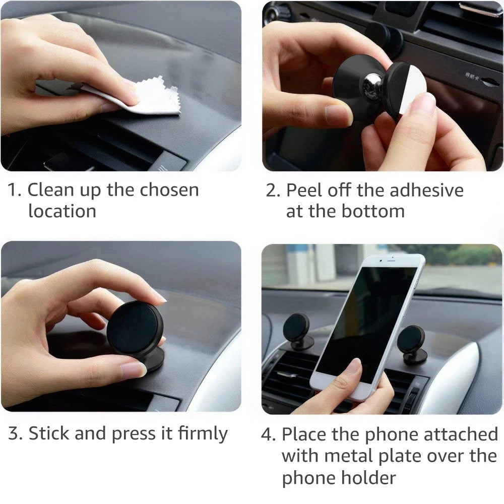Magnetic Car Phone Holder With 360° Adjustable Rotation Stable Support Holder For iPhone 15 14 Samsung Xiaomi Dashboard Stand