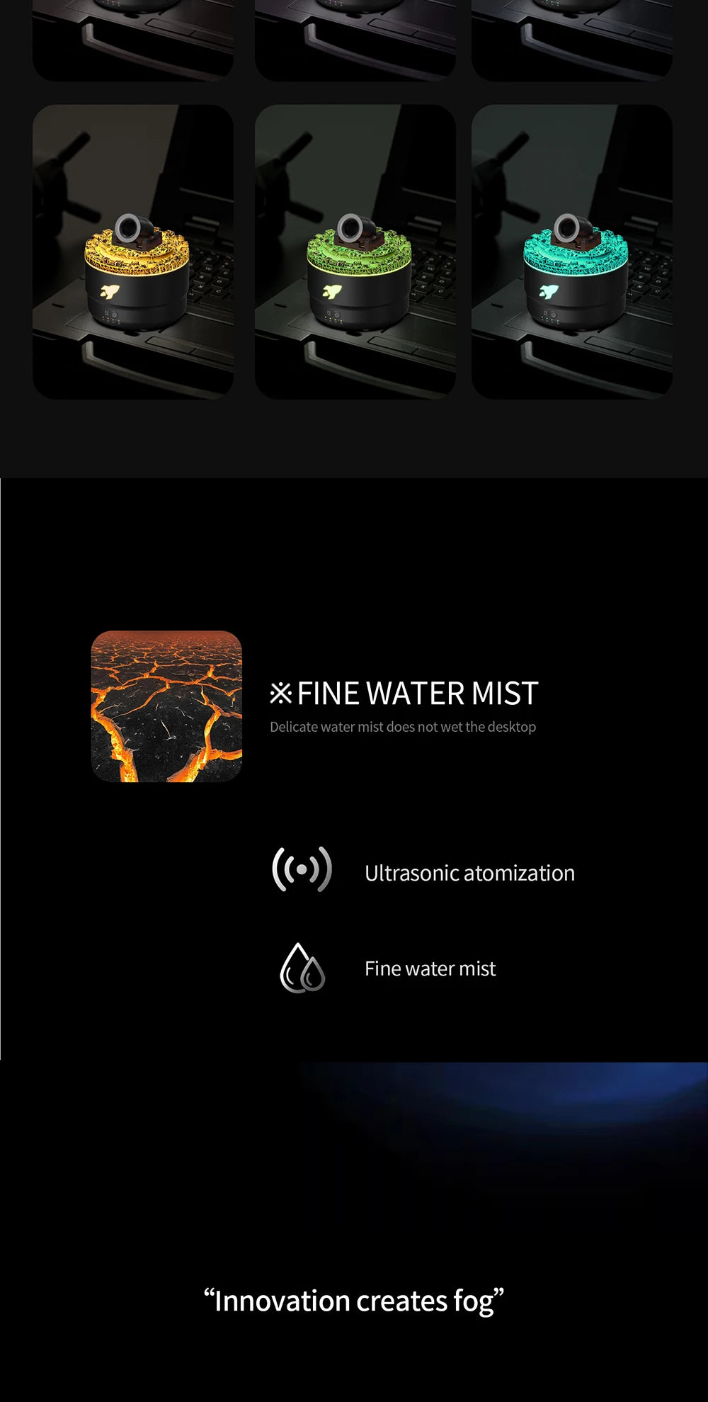 Creative Volcanic Crack Light Artillery Air Humidifier Aromatherapy Diffuser for Home Desktop Ring Spray Electric Aroma Diffuser - TechSmartX