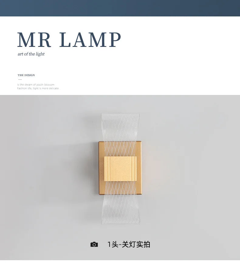 Acrylic Aluminum Wall Bedside Lamp Warm Light Lustre Modern Fashion Nordic Simple Home Living Dining Room Decor - TechSmartX
