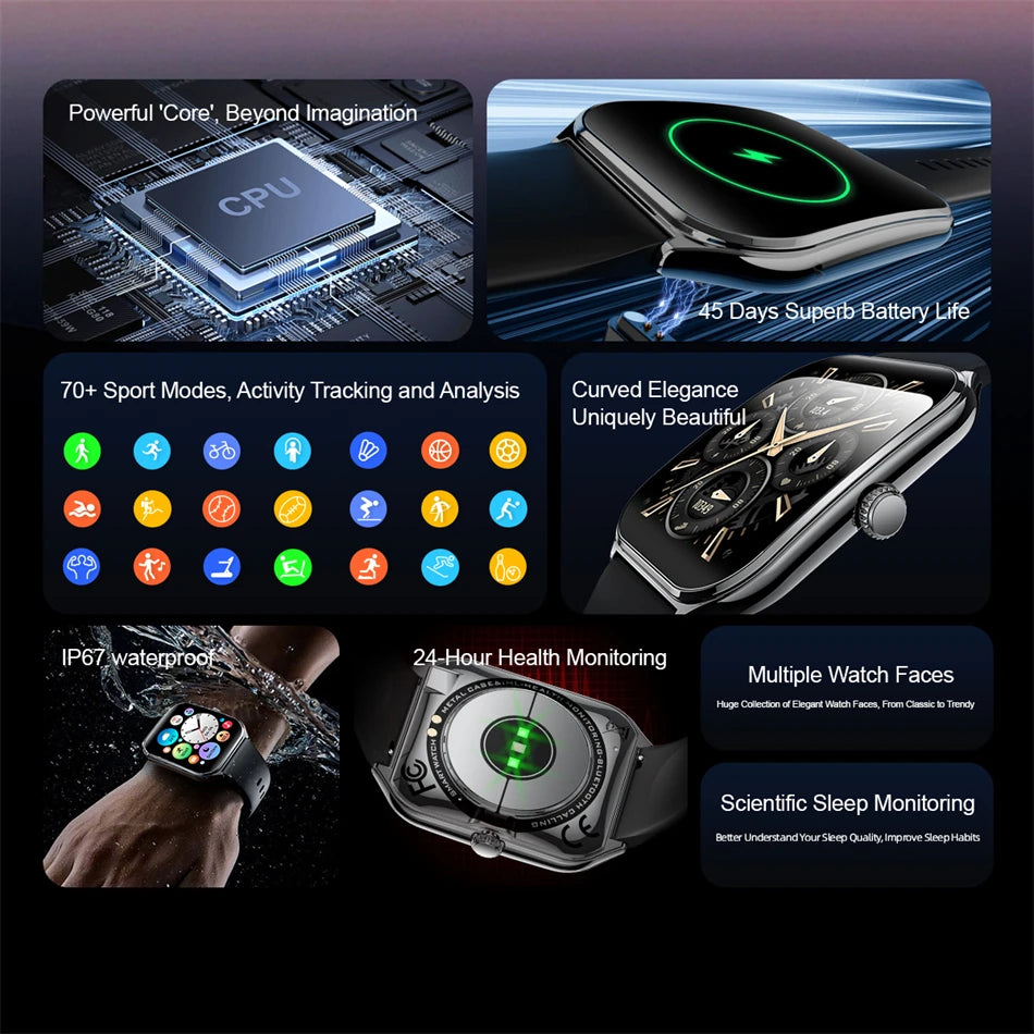2025 New 7.5MM Ultra Thin Smart Watch Men 1.96"AMOLED Screen Always Show Time Heart Rate Sport Waterproof BT Call Smartwatch - TechSmartX