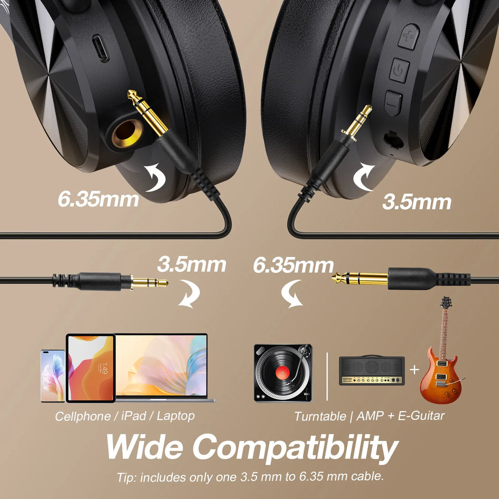 Oneodio Fusion A70 Bluetooth 5.2 Headphones Hi-Res Audio Over Ear Wireless Headset Professional Studio Monitor DJ Headphones 72H - TechSmartX