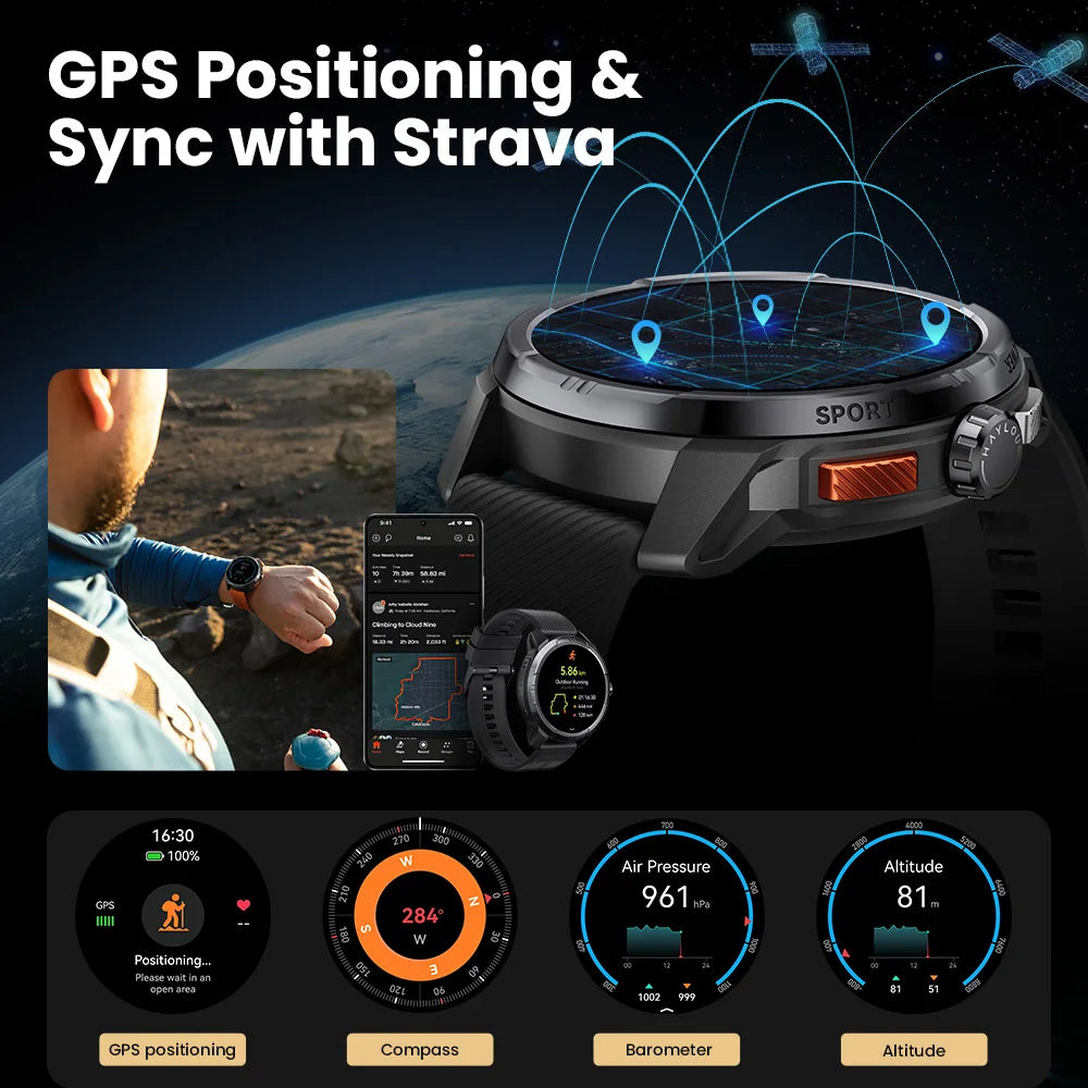 HAYLOU Solar Ultra GPS Smartwatch 1.6” AMOLED Display 5ATM Waterproof Built-in GPS Bluetooth Phone Calls Sports Smart Watch - TechSmartX