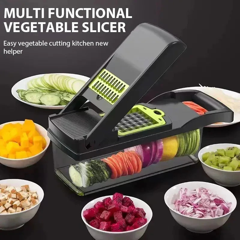 Multifunctional vegetable chopper 14 in one chopper handle food grate chopper kitchen vegetable slicer dicing machine cutting - TechSmartX