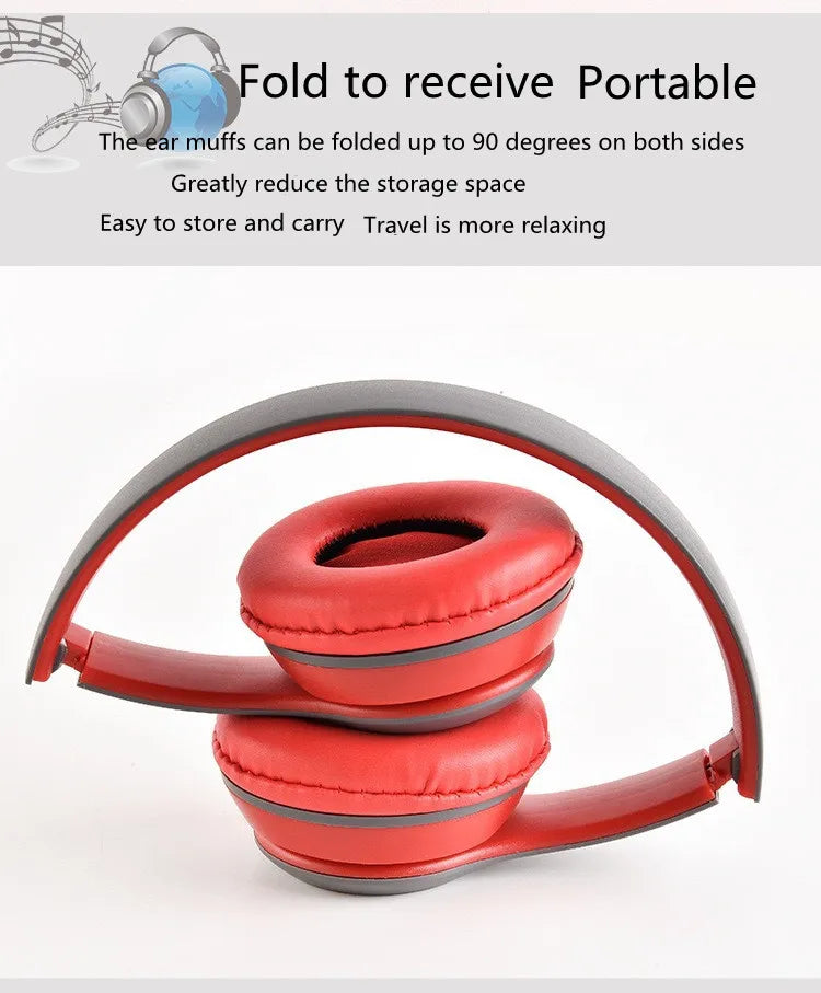 P47 Bluetooth 5.0 Wireless Headphone Foldable HIFI Stereo Bass Earphone Kid Helmet Gift With Mic USB Adaptor For iPhone Game - TechSmartX