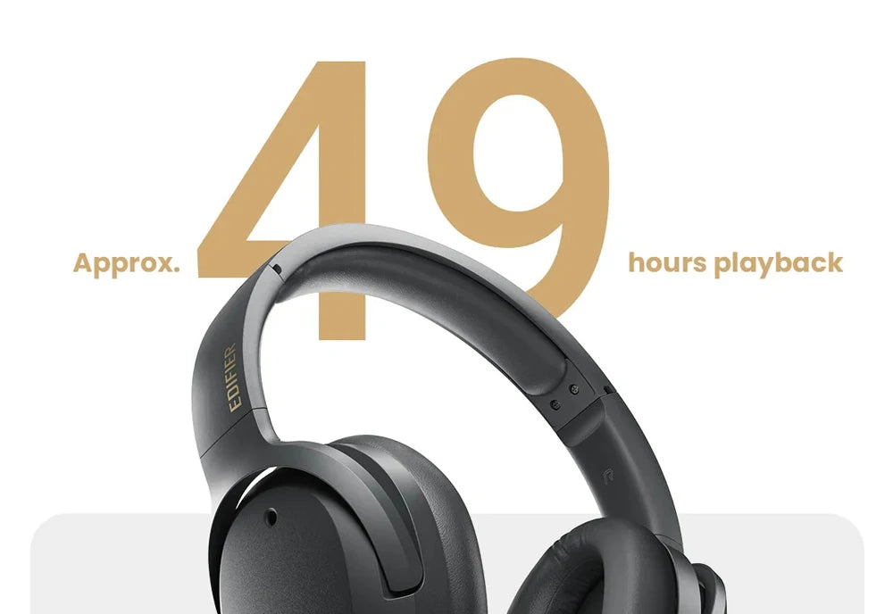 Edifier W820NB Plus Wireless Noise Cancelling Headphones 43dB ANC Hi-Res LDAC Codec 49hrs Playtime Over-Ear Bluetooth Headset - TechSmartX