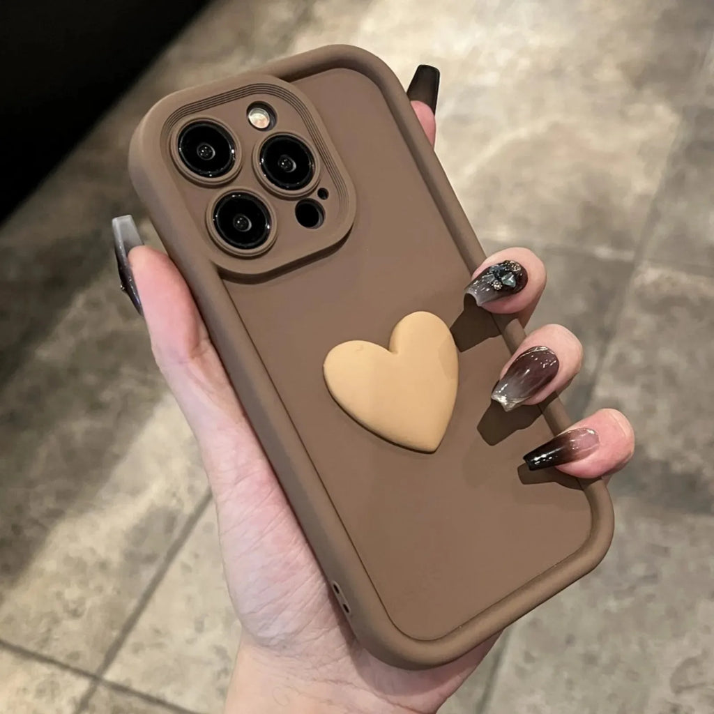 Luxury Cute 3D Love Heart Silicone Phone Case For iPhone 17 Air 16 15 13 12 11 14 Pro Max XR 16 Plus Shockproof Candy Back Cover