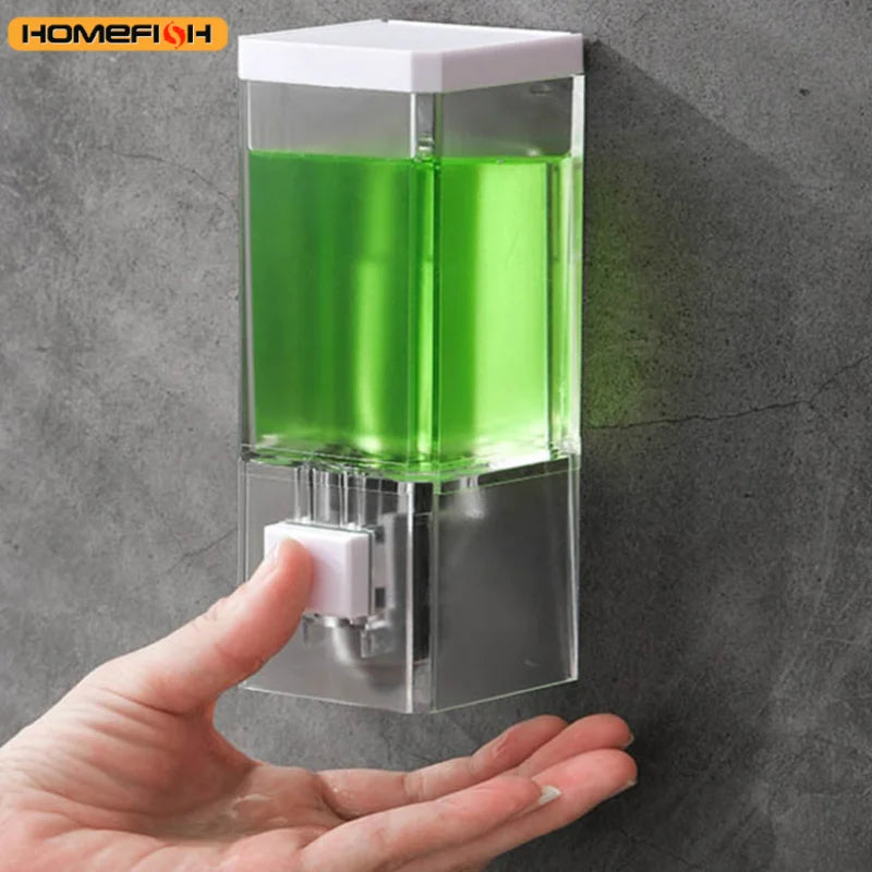 Homefish Perforated Manual Press Soap Dispenser Wall Mounted Traceless Disinfectant Bottle Bathroom Transparent Soap Dispenser - TechSmartX