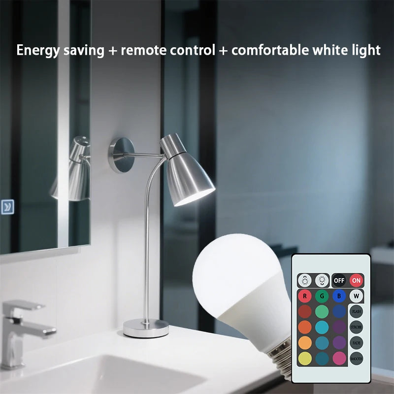 16 Colors RGBW Bulb LED Multicolor Bulb E27 Base 220V Household Lighting Dimmable 24 Key Remote Control Atmosphere Neon Light - TechSmartX