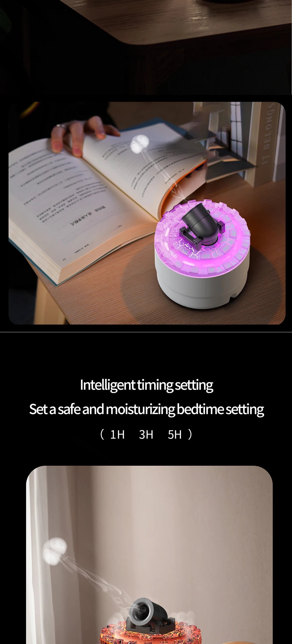 Creative Volcanic Crack Light Artillery Air Humidifier Aromatherapy Diffuser for Home Desktop Ring Spray Electric Aroma Diffuser - TechSmartX