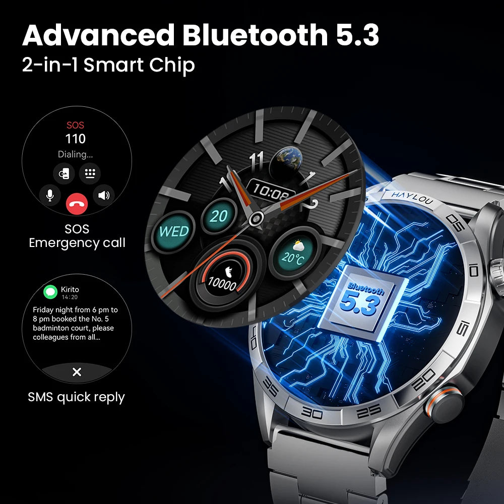 HAYLOU Solar 5 Voice Calling Smartwatch 1.58'' AMOLED Display 60Hz Smart Watch 24H Health Monitoring Sports Smartwatch for Men - TechSmartX
