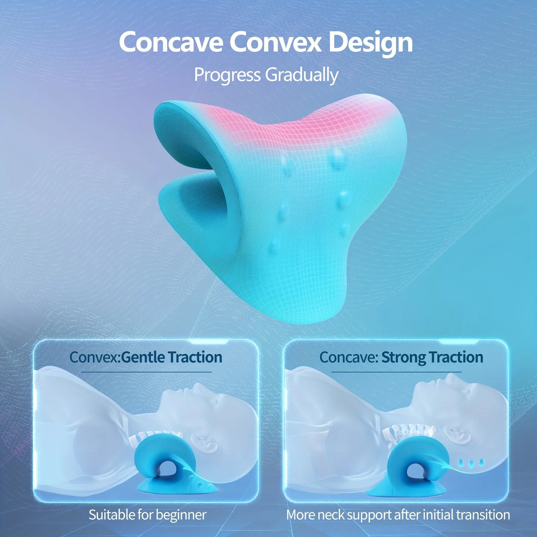 Eva Neck And Shoulder Relaxer, C-Shape Cervical Traction Device, Relax Spine Alignment, Chiropractic Pillow Stretcher Massager - TechSmartX