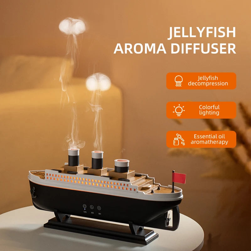 Retro Ship Air Humidifier Ultrasonic Aromatherapy Diffusers Mist Maker Fragrance Essential Oil Aroma Difusor Remote control - TechSmartX