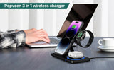 Stație de încărcare rapidă wireless 3 în 1, 30W, pliabilă, pentru iPhone 15 14 13 12 11, Apple Watch 9 8 7 6 5, Airpods Pro