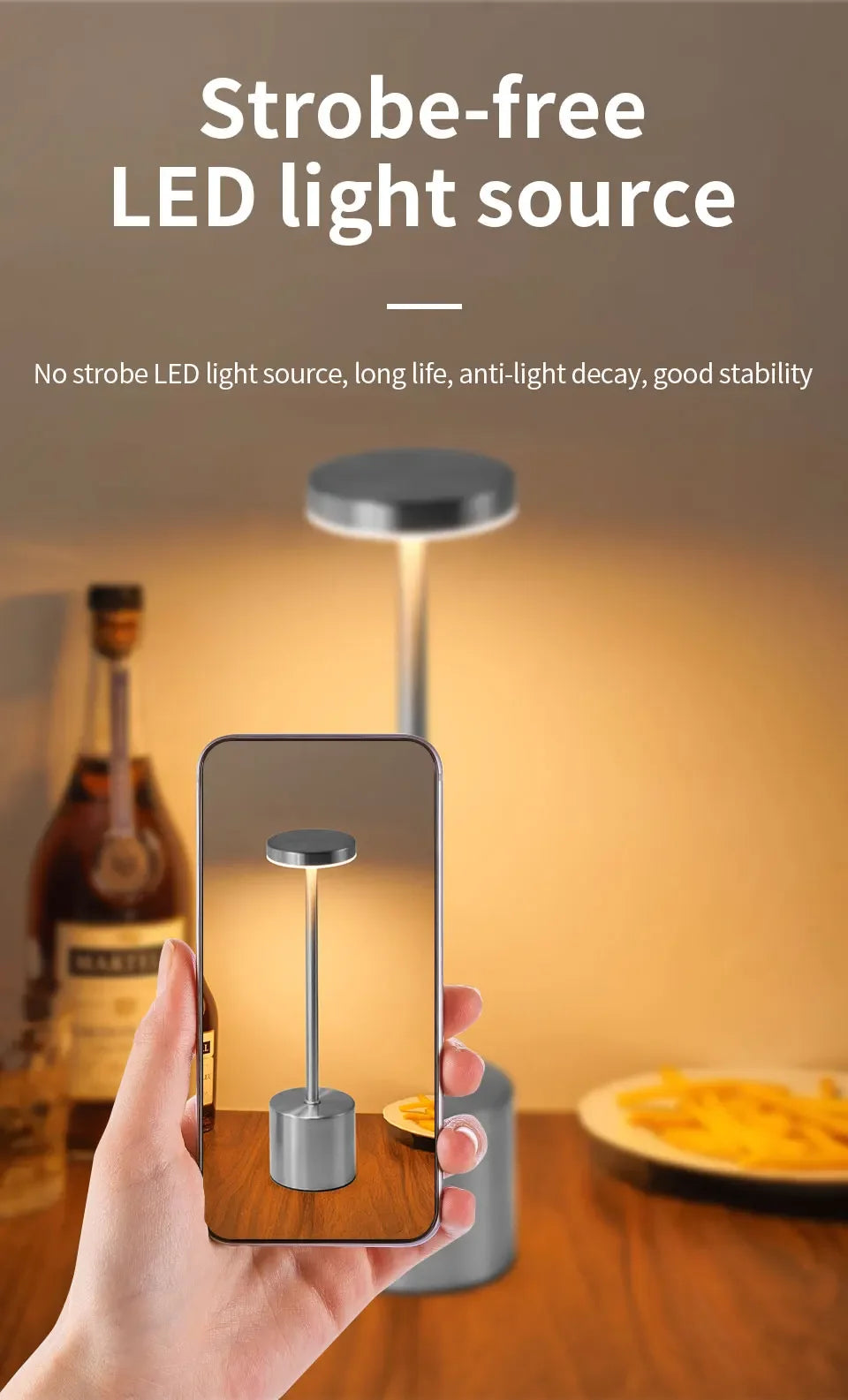 Classic Table Lamp USB Rechargeable Night Light Stepless Dimming Touch Desk Lamp 3 Colors Bedside Lamp Bar Hotel Decoration - TechSmartX