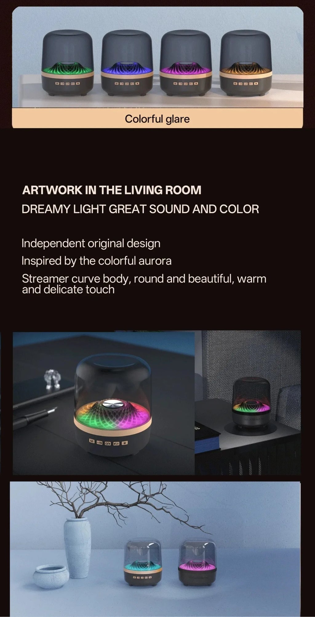 Portable Wireless Soundbar Bluetooth 5.3 Home Theater Speaker Subwoofer Hi-Fi Acoustic Breathing Lamp for Android IOS - TechSmartX