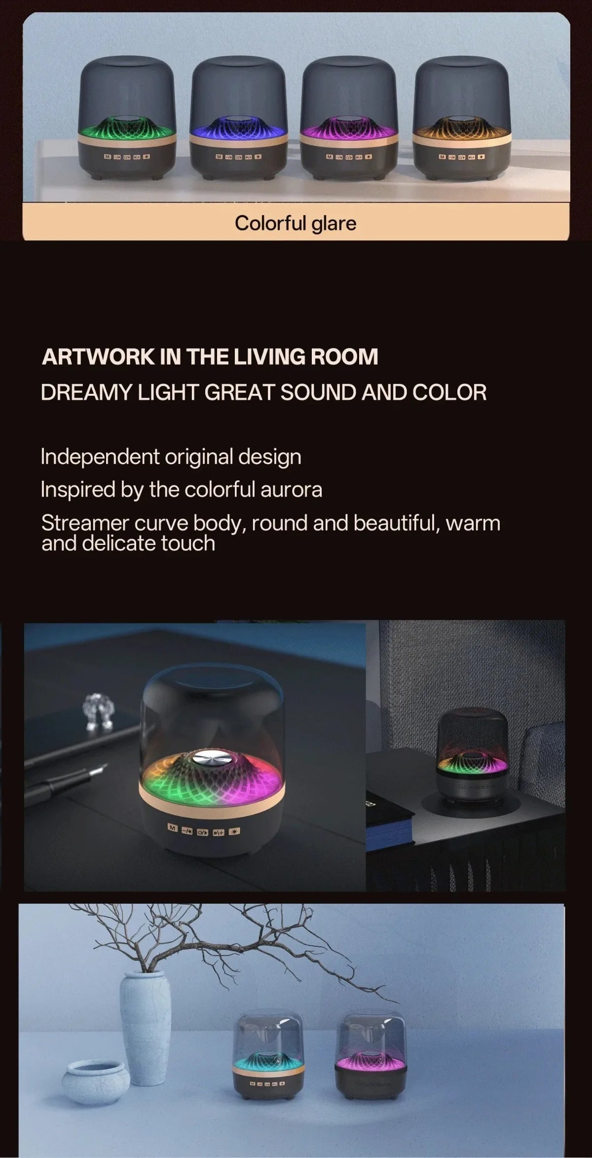 Portable Wireless Soundbar Bluetooth 5.3 Home Theater Speaker Subwoofer Hi-Fi Acoustic Breathing Lamp for Android IOS - TechSmartX