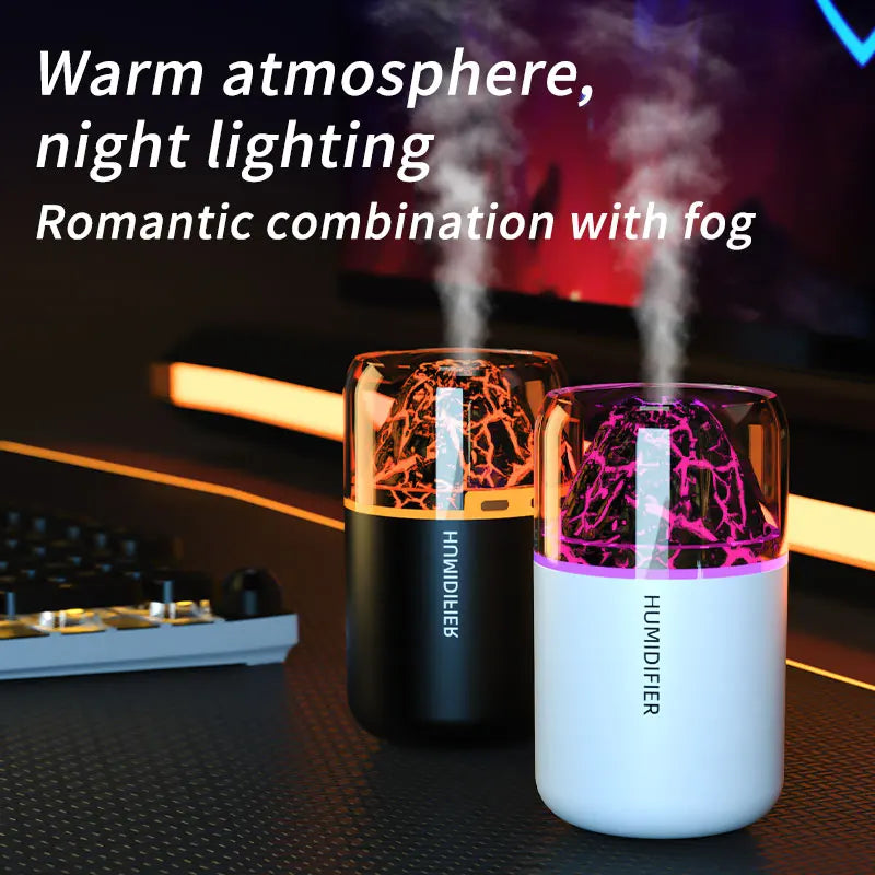 The simulated volcanic color lamp humidifier USB aromatherapy diffuser is suitable for use in cars, homes, bedrooms, as a gift, - TechSmartX