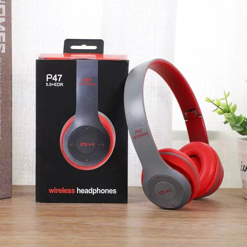P47 Bluetooth 5.0 Wireless Headphone Foldable HIFI Stereo Bass Earphone Kid Helmet Gift With Mic USB Adaptor For iPhone Game - TechSmartX
