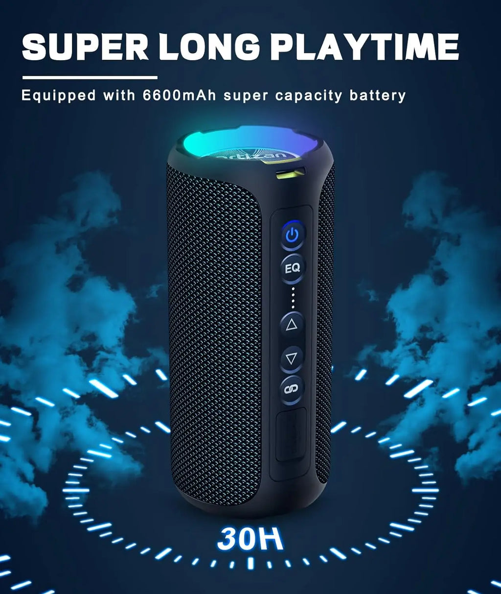 Ortizan X8 Pro Bluetooth Speaker Portable with 40W Stereo Sound,Rich Bass,IPX7 Waterproof, 30H Playtime, Mixed Color Lights,3 EQ - TechSmartX