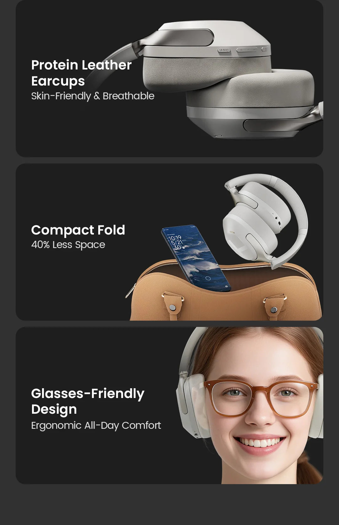 HAYLOU S40 ANC Wireless Headphone 50dB Noise Canceling Hi-Res 3D Spatial Audio Earphone with LDAC Bluetooth 6.0 Over Ear Headset - TechSmartX