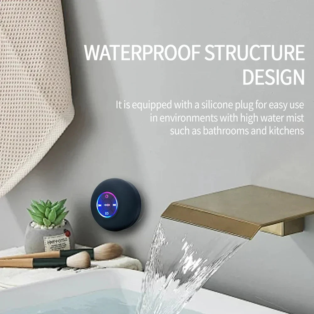 Portable Wireless Bluetooth Speaker LED IPX4 Waterproof Loudspeaker Outdoor Bathroom Large Suction Cup Mini Stereo Sound Box - TechSmartX