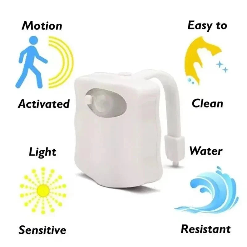 Motion Sensor Light Wireless LED Night Light RGB 8colors Lamp Toilet Bathroom Atmosphere Light Colorful Sensor LED Night Lights - TechSmartX