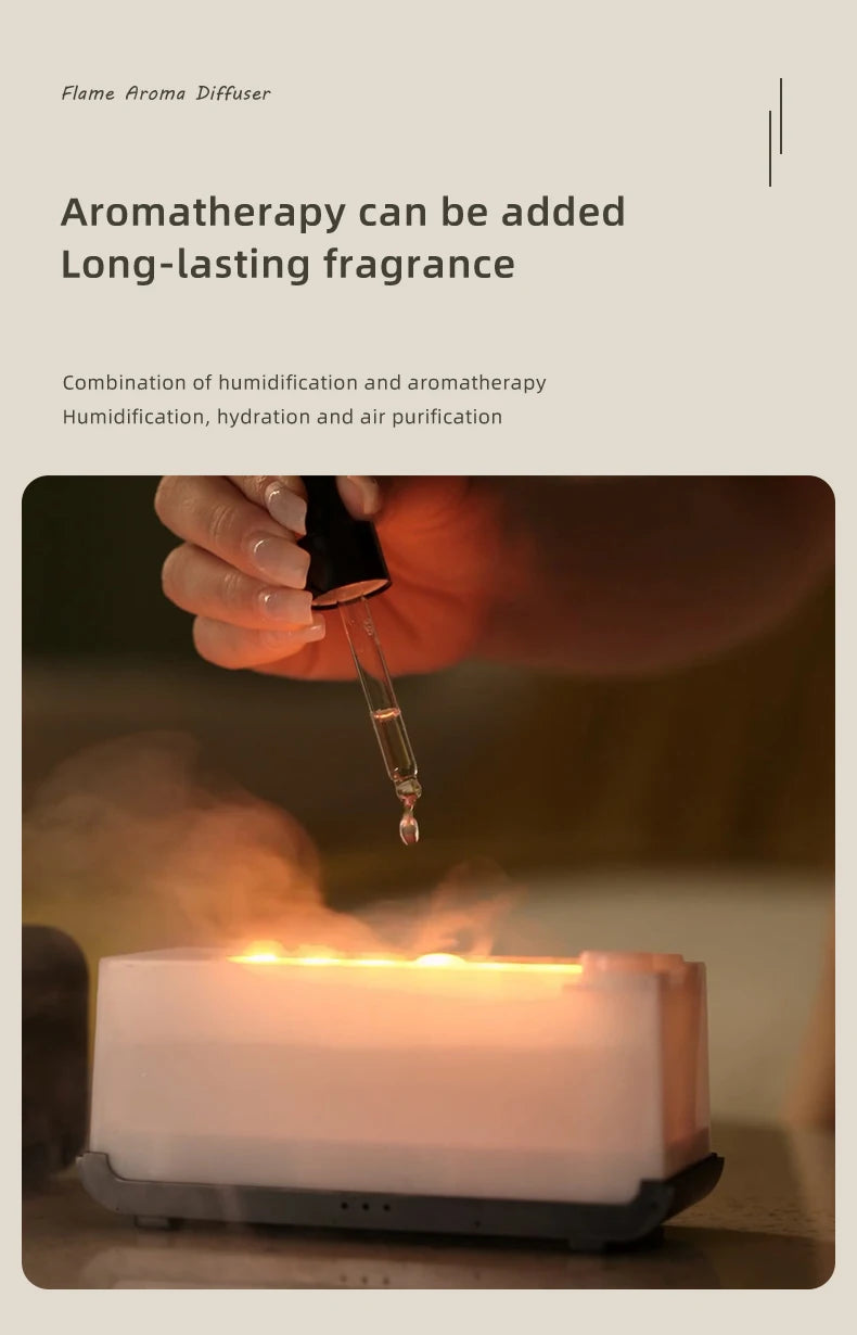 Flame Aroma Diffuser,Fragrance Essential Oil Diffuser Humidifier,with 3D Flame Night Light 120mL for Bedroom, Home and Office - TechSmartX