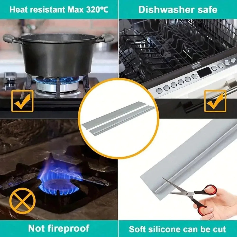Silicone Gap Strip, Kitchen Gas Stove Sealing Strip, Kitchen Anti-Oil Anti-Stain Strip, Silicone Seal Insert Strip - TechSmartX