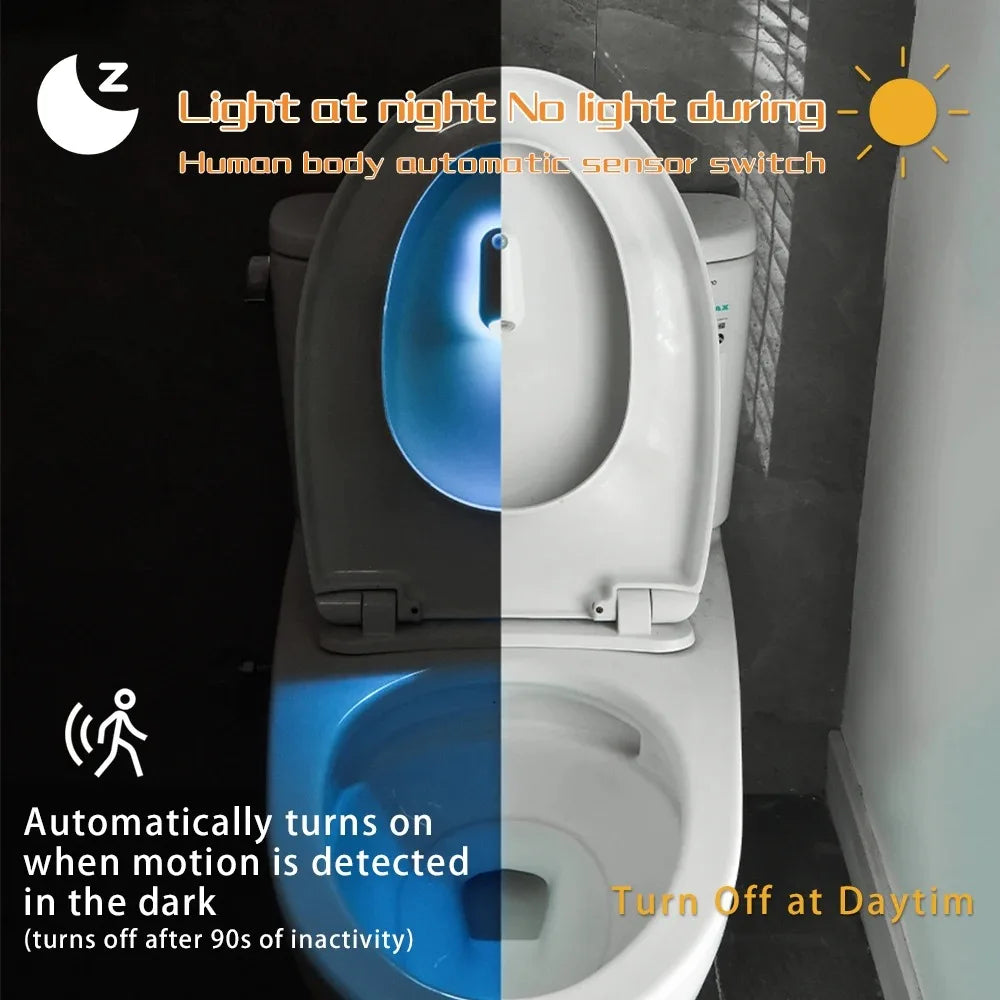 Toilet Night Light Motion Sensor Light Toilet Bowl Light RGB 7Color Changing For Bathroom Decoration LED Rechargeable LED Light - TechSmartX