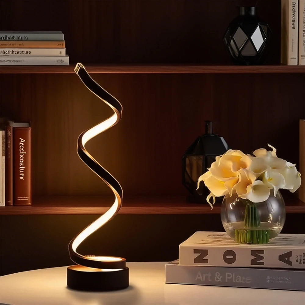 LED spiral dimmable table lamp suitable for living room bedroom study adjustable brightness bedside lamp for office and home use - TechSmartX